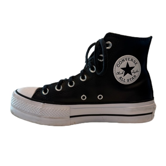 Converse Chuck Taylor All Star Lift Platform Leather High Top Women’s 6.5 Black - Picture 5 of 14